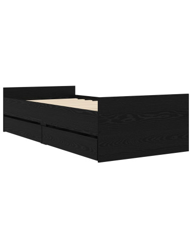 Telaio del letto con storage Rovere Nero 80 x 200 cm
