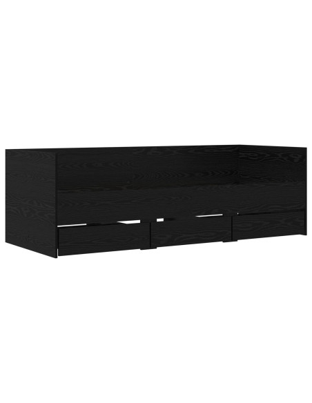 Telaio del letto con storage Rovere Nero 80 x 200 cm