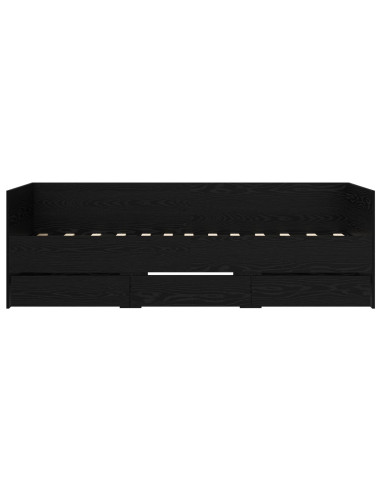 Telaio del letto con storage Rovere Nero 80 x 200 cm
