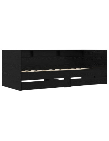 Telaio del letto con storage Rovere Nero 80 x 200 cm