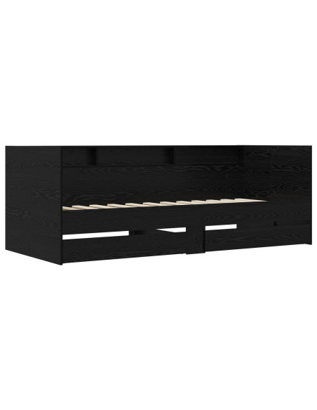 Telaio del letto con storage Rovere Nero 80 x 200 cm