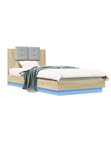 Letto con LED Rovere Sonoma 80 x 200 cm Legno ingegnerizzato