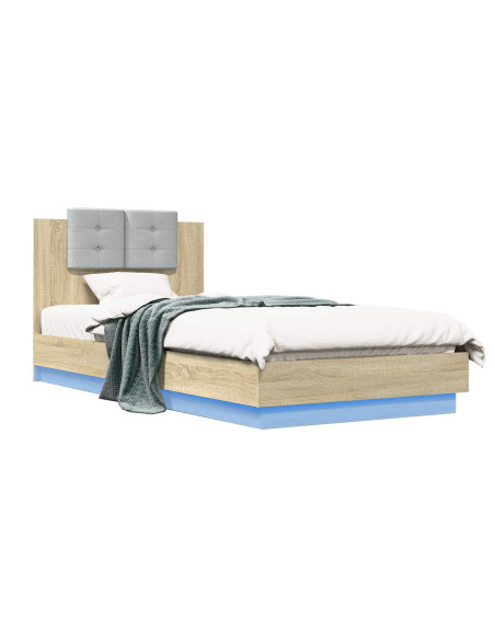 Letto con LED Rovere Sonoma 80 x 200 cm Legno ingegnerizzato