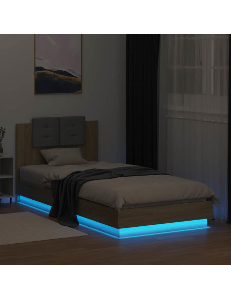 Letto con LED Rovere Sonoma 80 x 200 cm Legno ingegnerizzato