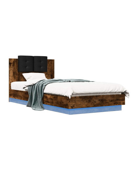 Letto con LED Rovere Fumo 80 x 200 cm Legno ingegnerizzato