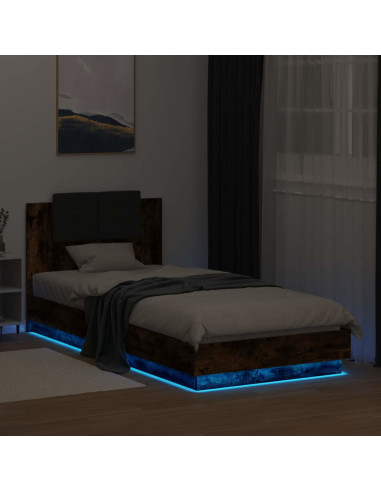 Letto con LED Rovere Fumo 80 x 200 cm Legno ingegnerizzato