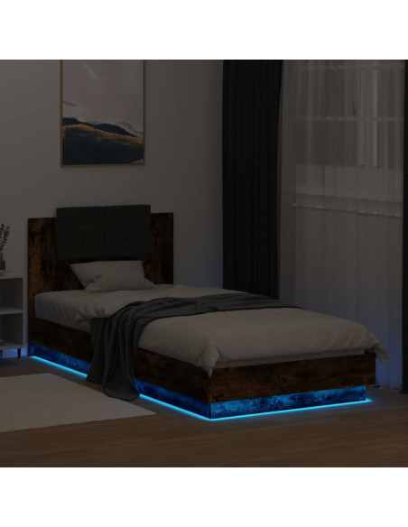Letto con LED Rovere Fumo 80 x 200 cm Legno ingegnerizzato