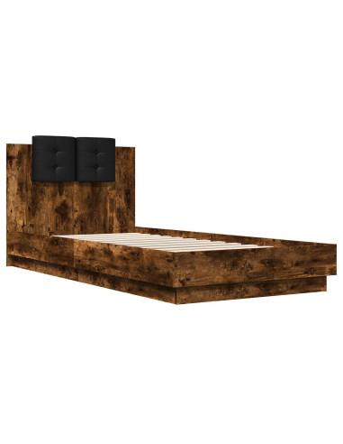 Letto con LED Rovere Fumo 80 x 200 cm Legno ingegnerizzato