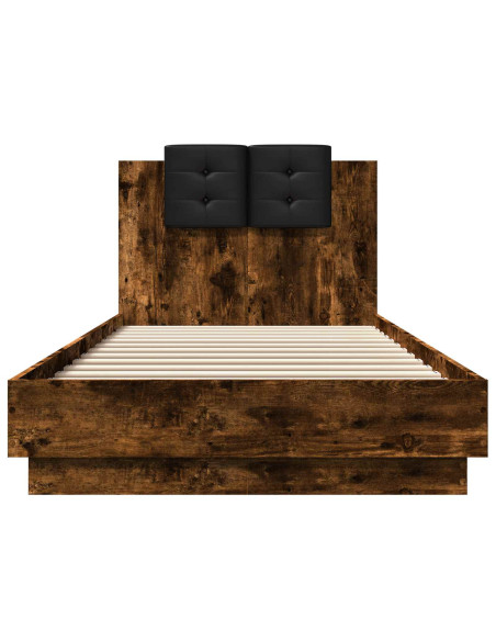 Letto con LED Rovere Fumo 80 x 200 cm Legno ingegnerizzato