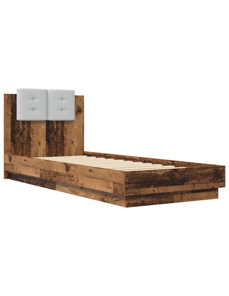 Letto con LED Legno antico 80 x 200 cm Legno ingegnerizzato