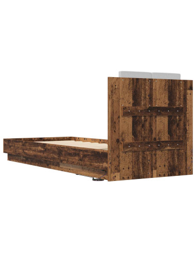 Letto con LED Legno antico 80 x 200 cm Legno ingegnerizzato