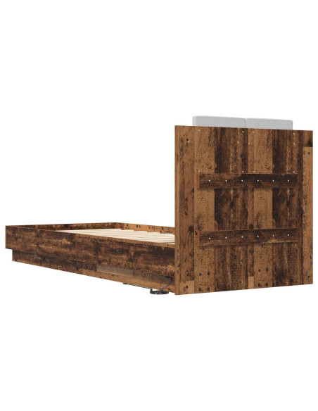 Letto con LED Legno antico 80 x 200 cm Legno ingegnerizzato