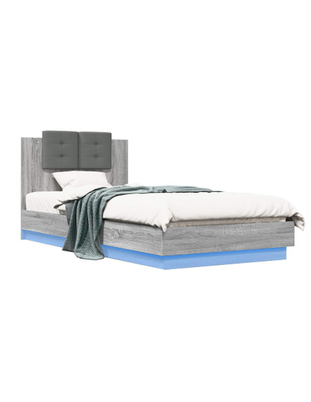 Letto con LED Sonoma grigio 80 x 200 cm Legno ingegnerizzato
