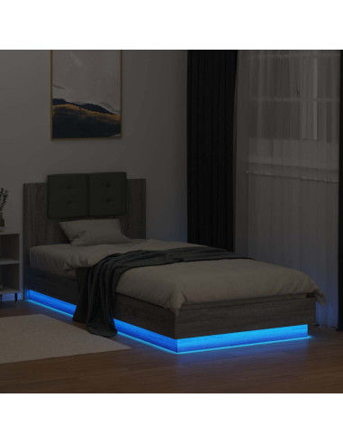 Letto con LED Sonoma grigio 80 x 200 cm Legno ingegnerizzato