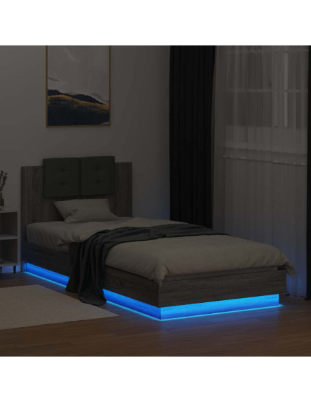 Letto con LED Sonoma grigio 80 x 200 cm Legno ingegnerizzato