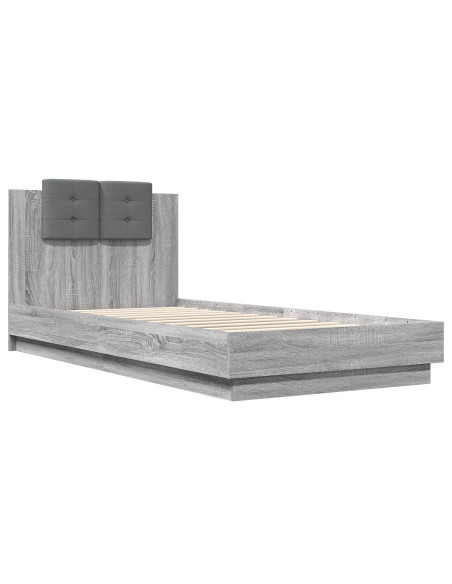 Letto con LED Sonoma grigio 80 x 200 cm Legno ingegnerizzato