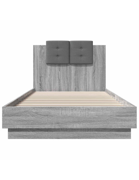 Letto con LED Sonoma grigio 80 x 200 cm Legno ingegnerizzato
