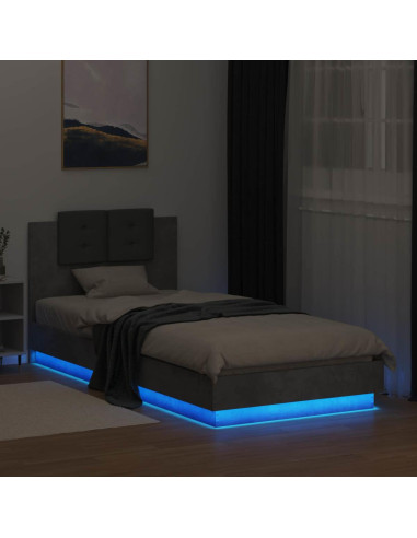 Letto con LED Grigio Cemento 80 x 200 cm Legno ingegnerizzato