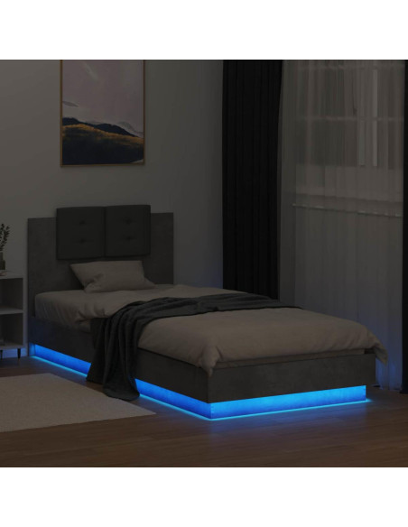 Letto con LED Grigio Cemento 80 x 200 cm Legno ingegnerizzato