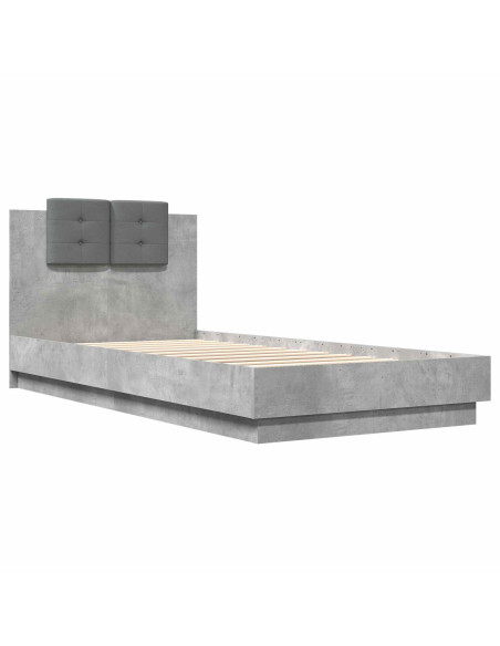 Letto con LED Grigio Cemento 80 x 200 cm Legno ingegnerizzato