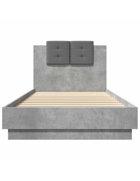 Letto con LED Grigio Cemento 80 x 200 cm Legno ingegnerizzato
