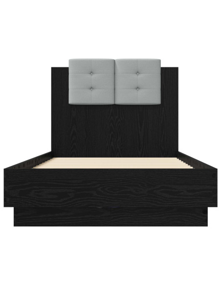 Letto con LED Rovere Nero 80 x 200 cm Legno ingegnerizzato