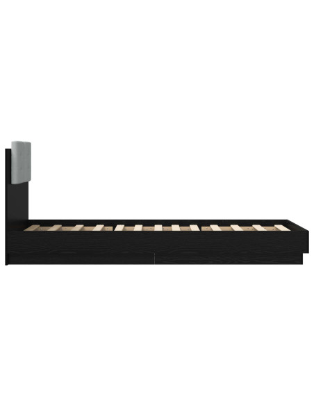 Letto con LED Rovere Nero 80 x 200 cm Legno ingegnerizzato
