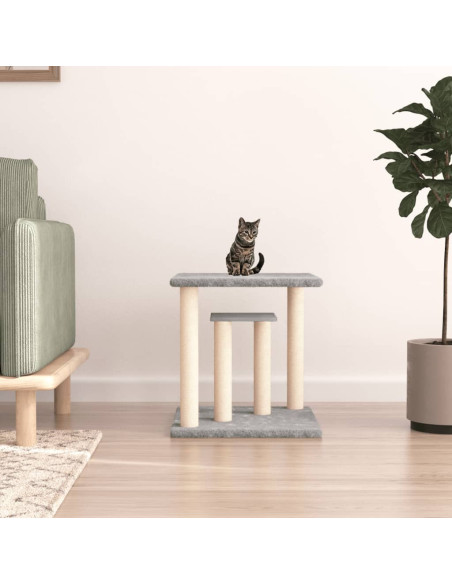 Pali Tiragraffi per Gatti con Piattaforme Grigio Chiaro 50 cm