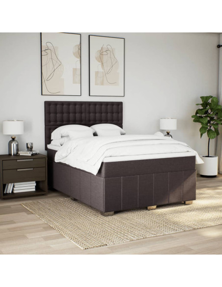 Giroletto a Molle con Materasso Marrone Scuro 160x200cm Tessuto