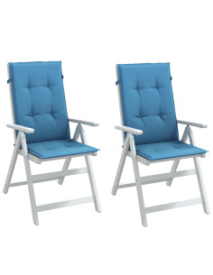 Cuscini Sedia Schiena Alta 2 Blu Mélange 120x50x4 Tessuto