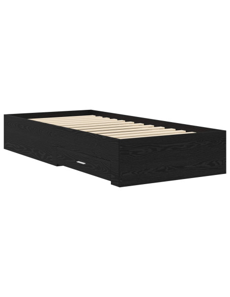 Telaio del letto con storage Rovere Nero 80 x 200 cm