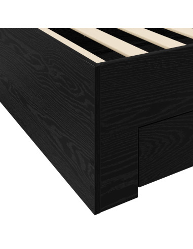 Telaio del letto con storage Rovere Nero 80 x 200 cm