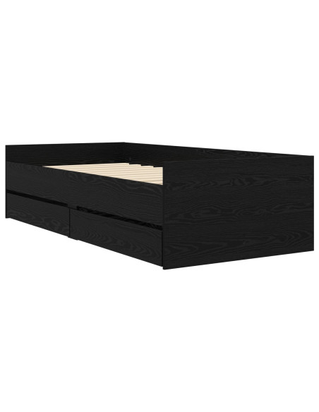 Telaio del letto con storage Rovere Nero 80 x 200 cm
