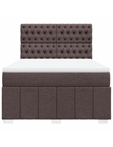 Giroletto a Molle con Materasso Marrone Scuro 160x200cm Tessuto