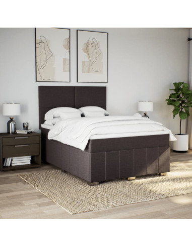 Giroletto a Molle con Materasso Marrone Scuro 160x200cm Tessuto