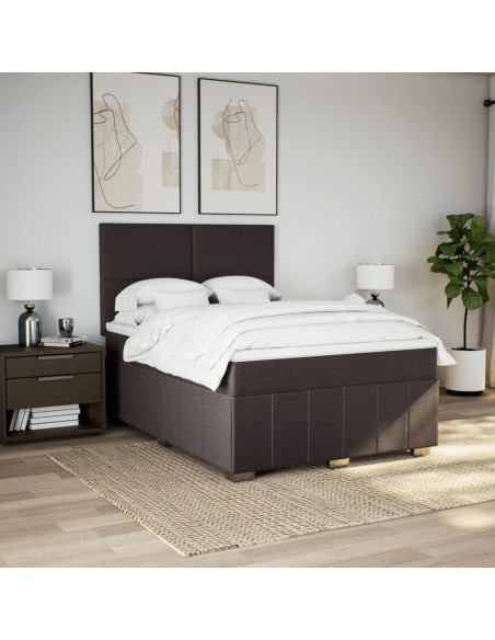 Giroletto a Molle con Materasso Marrone Scuro 160x200cm Tessuto