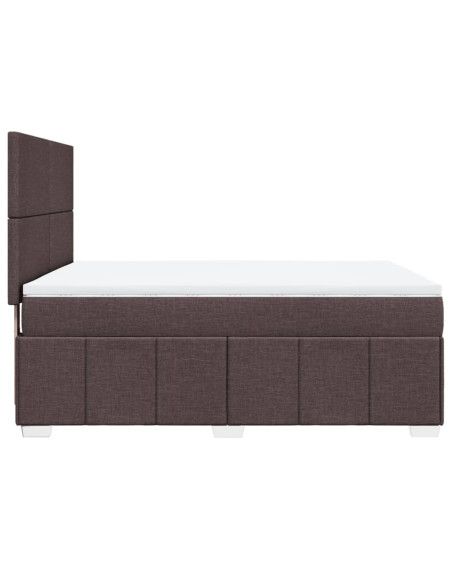 Giroletto a Molle con Materasso Marrone Scuro 160x200cm Tessuto