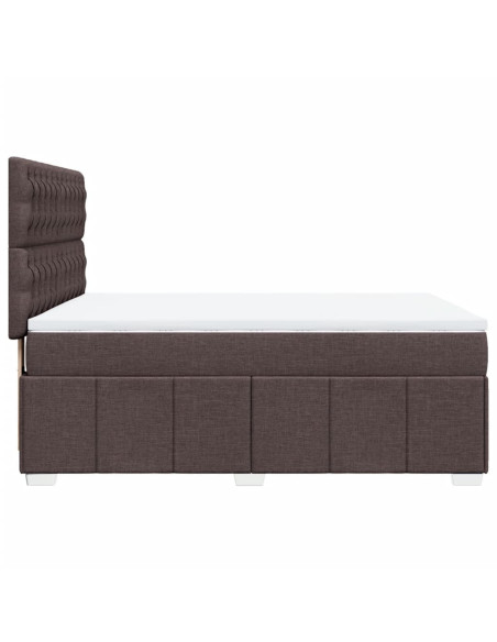 Giroletto a Molle con Materasso Marrone Scuro 160x200cm Tessuto
