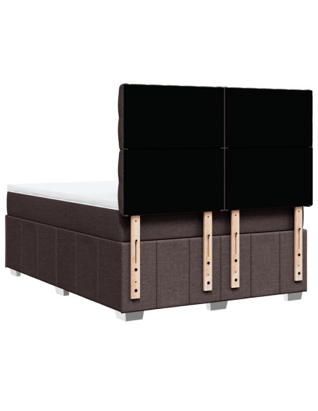 Giroletto a Molle con Materasso Marrone Scuro 160x200cm Tessuto