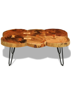 Tavolino da Caffè 35 cm 6 Tronchi in Legno Massello di Acacia