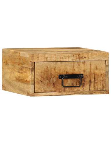 Comodini da Parete 2pz in Legno Grezzo Massello di Mango
