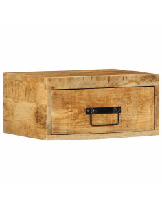Comodino a Parete in Legno Grezzo Massello di Mango