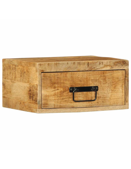 Comodino a Parete in Legno Grezzo Massello di Mango