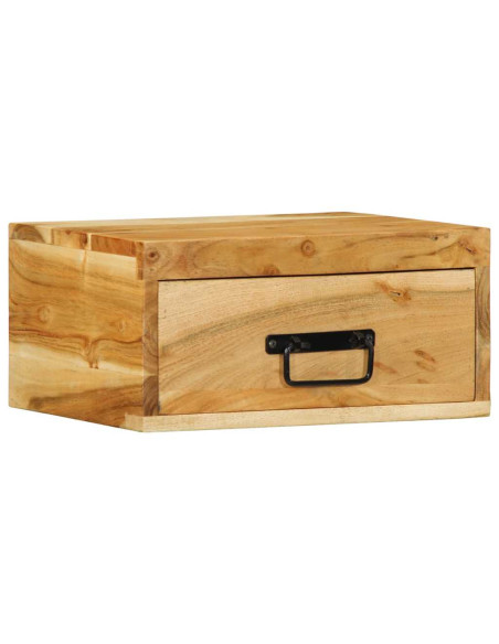 Comodino a Parete in Legno Massello di Acacia