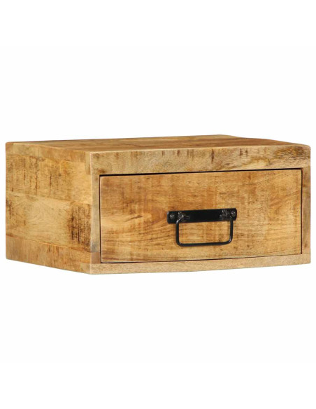 Comodini da Parete 2pz in Legno Grezzo Massello di Mango