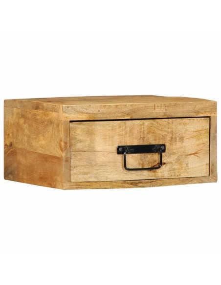 Comodino a Parete in Legno Grezzo Massello di Mango