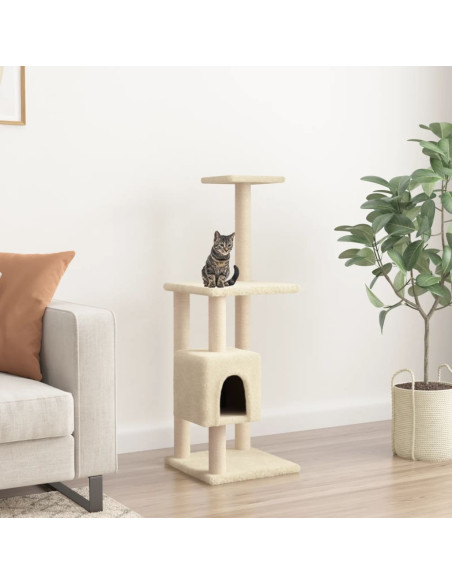Albero per Gatti con Tiragraffi in Sisal Crema 104 cm