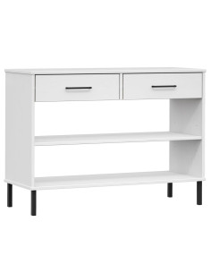 Mobile Consolle Gambe Metallo Bianco Legno Massello Pino OSLO 2