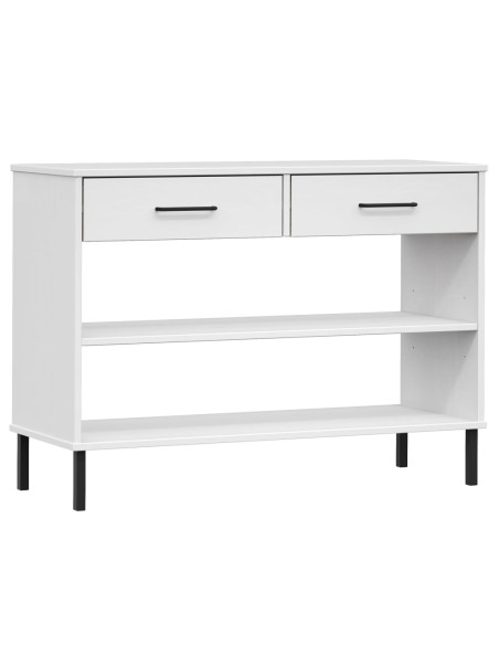 Mobile Consolle Gambe Metallo Bianco Legno Massello Pino OSLO