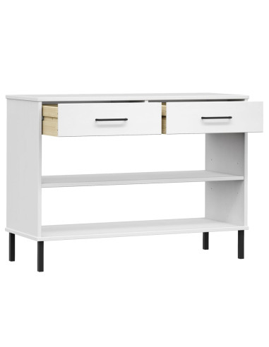 Mobile Consolle Gambe Metallo Bianco Legno Massello Pino OSLO